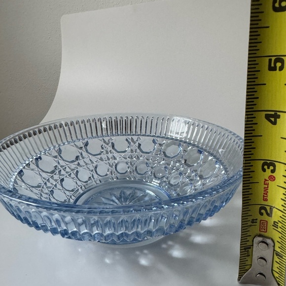 Vintage atlas glass light blue caned wicker pattern bowl - Picture 6 of 8